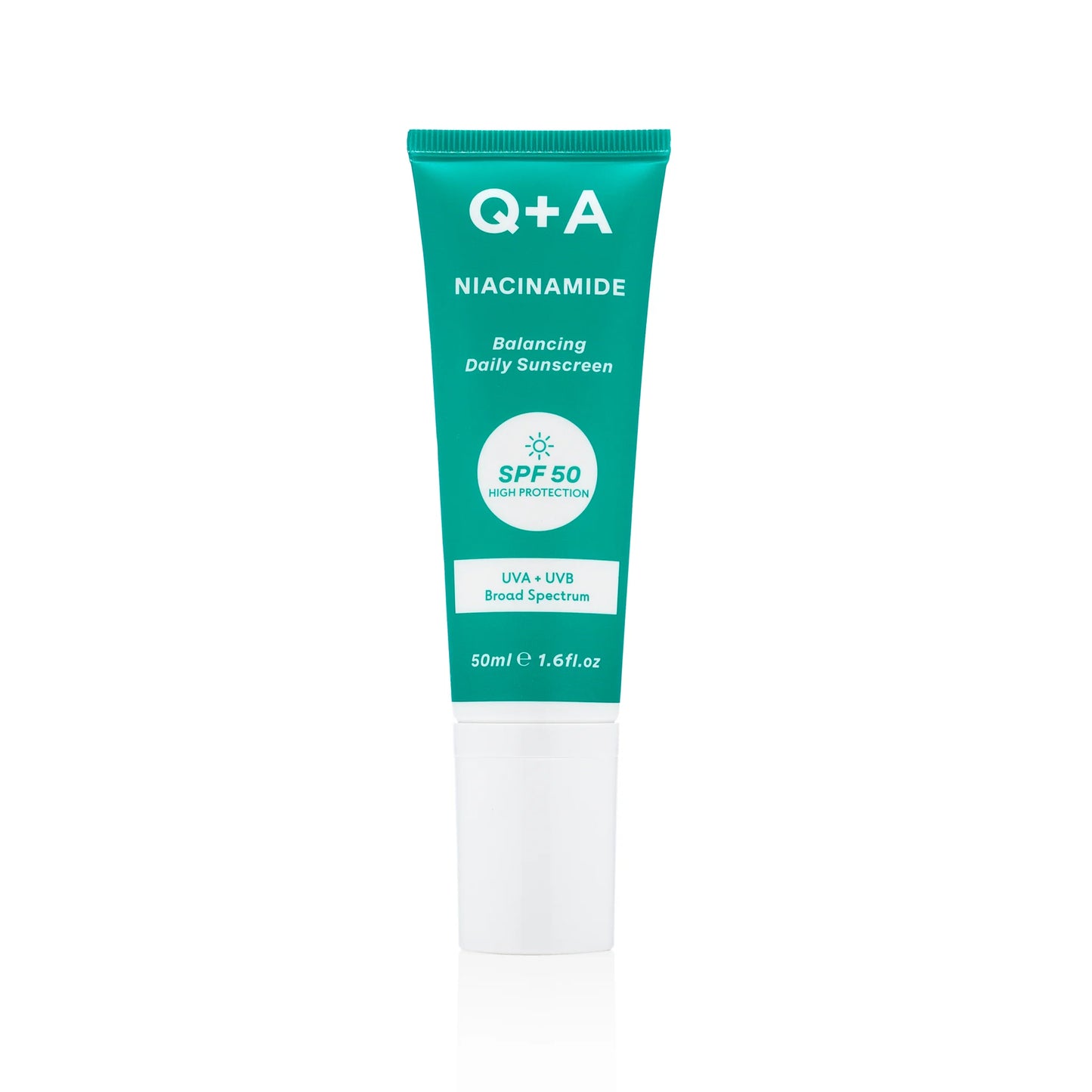 Q+A Niacinamide Balancing Facial Sunscreen SPF50 pleťový krém s ochranným faktorom pre mastnú a problematickú pleť