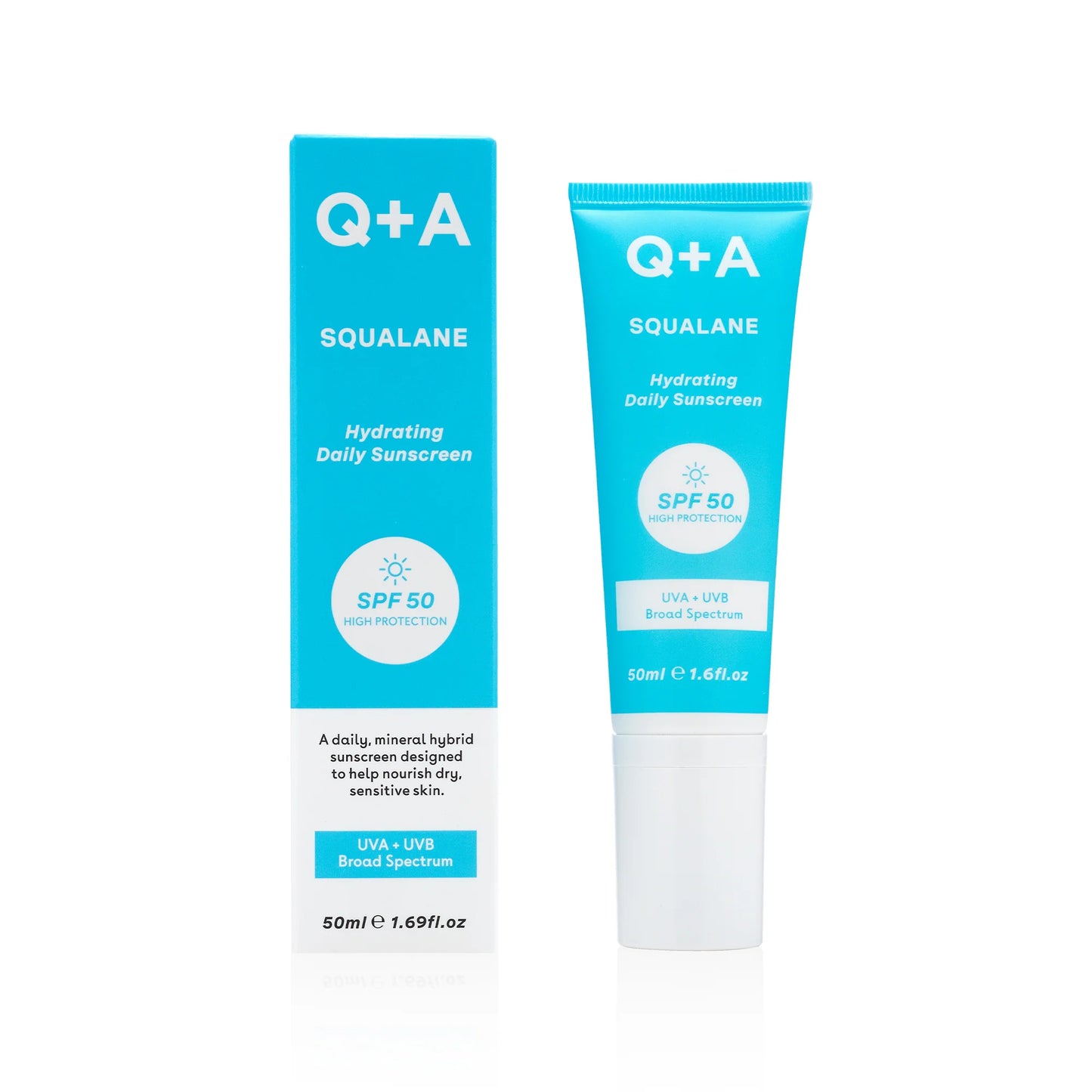 Q+A Squalane Hydrating Daily Sunscreen SPF 50 pleťový krém s ochranným faktorom